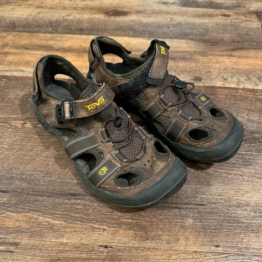 Teva Omnium 2 Hiking Camping Closed-Toe Sport Sandals Brown Trail Water Shoes